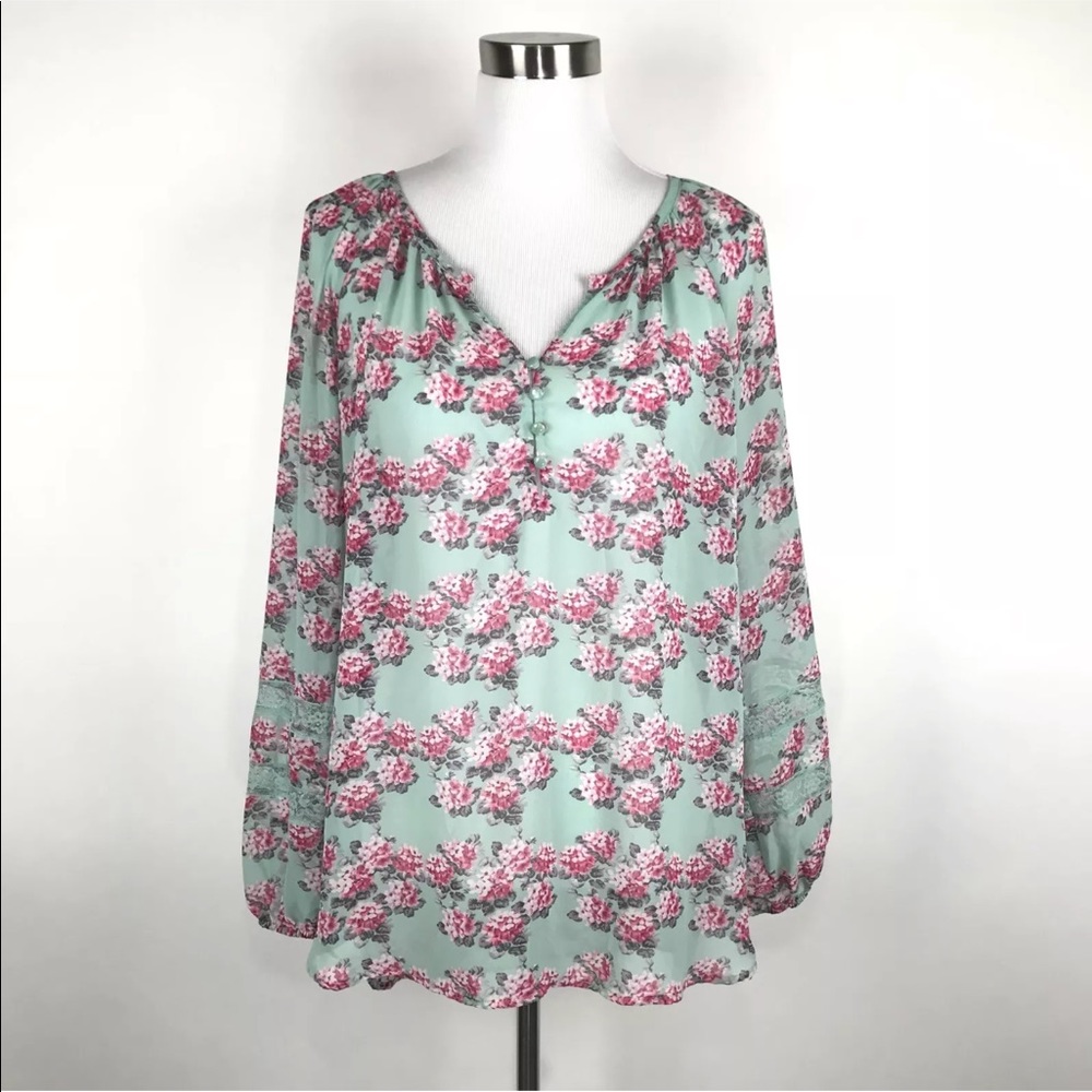 LC Lauren Conrad Floral Tunic Top Sz Med